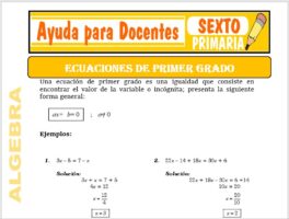 Modelo de la Ficha de Ecuaciones de Primer Grado para Sexto de Primaria