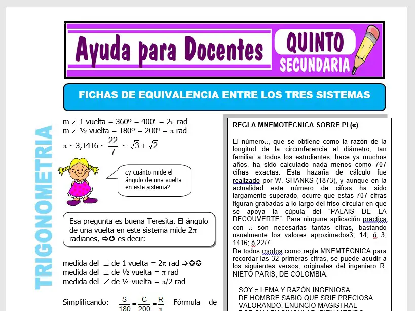 Modelo de la Ficha de Fichas de Equivalencias de Tres Sistemas para Quinto de Secundaria