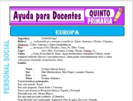 Modelo de la Ficha de Separatas de Europa para Quinto de Primaria