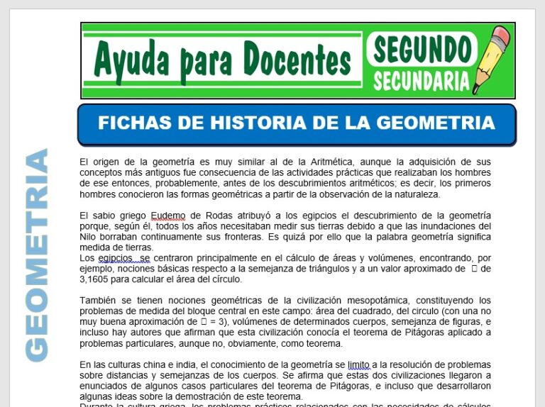 Fichas de Historia de la Geometría para Segundo de Secundaria – Ayuda ...