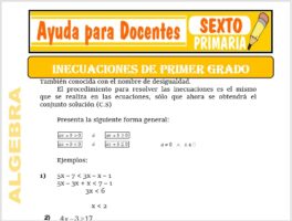 Modelo de la Ficha de Inecuaciones de Primer Grado para Sexto de Primaria