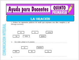 Modelo de la Ficha de La Oración para Quinto de Primaria