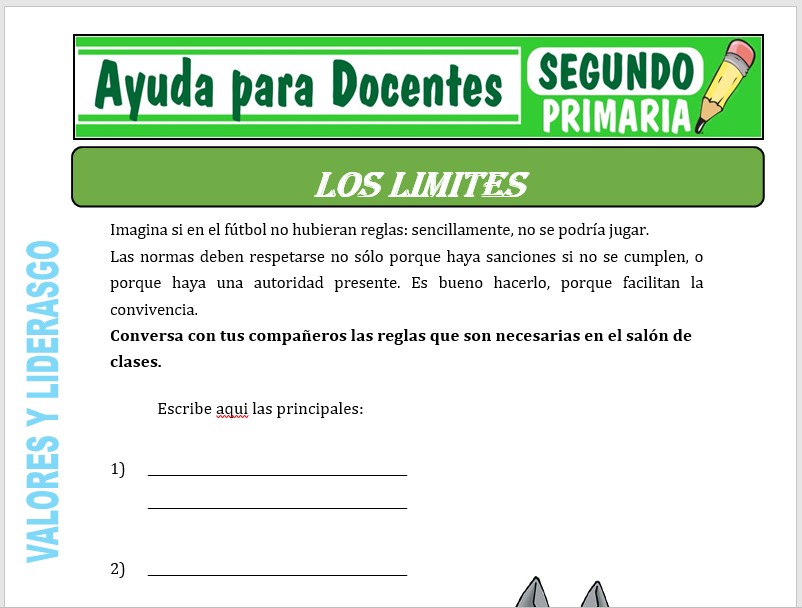Modelo de la Ficha de Los Limites para Segundo de Primaria