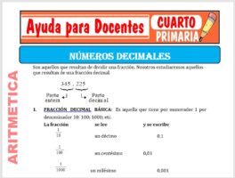 Modelo de la Ficha de Fichas de Números Decimales para Cuarto de Primaria