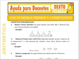 Modelo de la Ficha de Números Primos y Compuestos para Sexto de Primaria