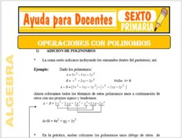 Modelo de la Ficha de Operaciones con Polinomios para Sexto de Primaria