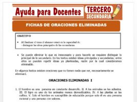 Modelo de la Ficha de Fichas de Oraciones Eliminadas para Tercero de Secundaria
