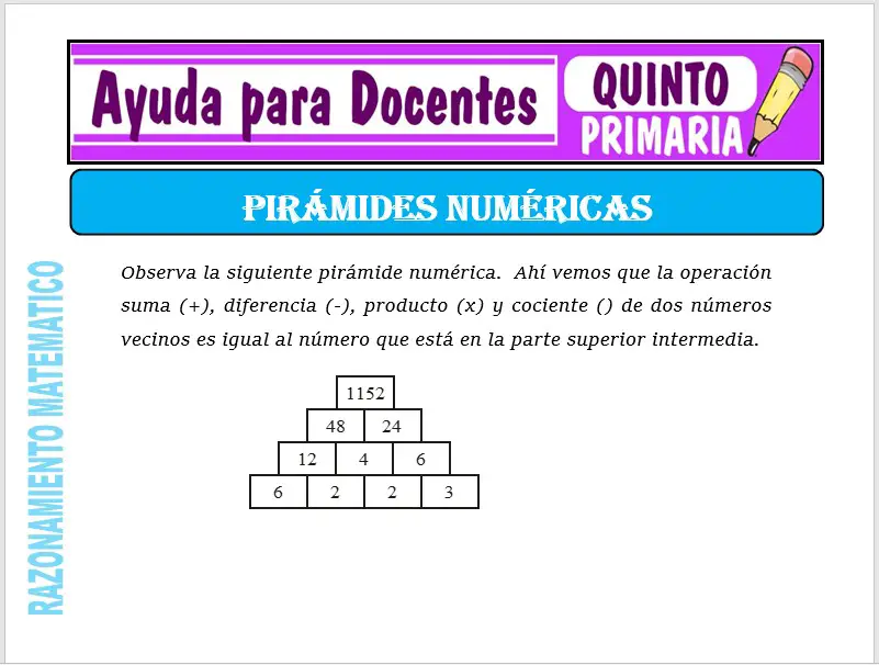 Modelo de la Ficha de Pirámides Numéricas para Quinto de Primaria Modelo de la Ficha de Pirámides Numéricas para Quinto de Primaria