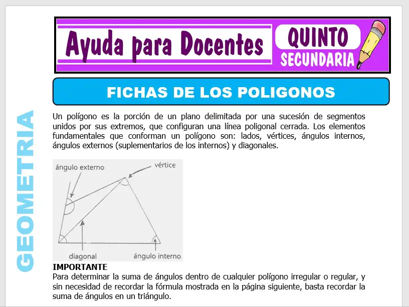 Modelo de la Ficha de Fichas de los Polígonos para Quinto de Secundaria