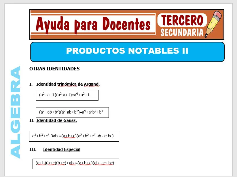 Modelo de la Ficha de Fichas de Productos Notables II para Tercero de Secundaria