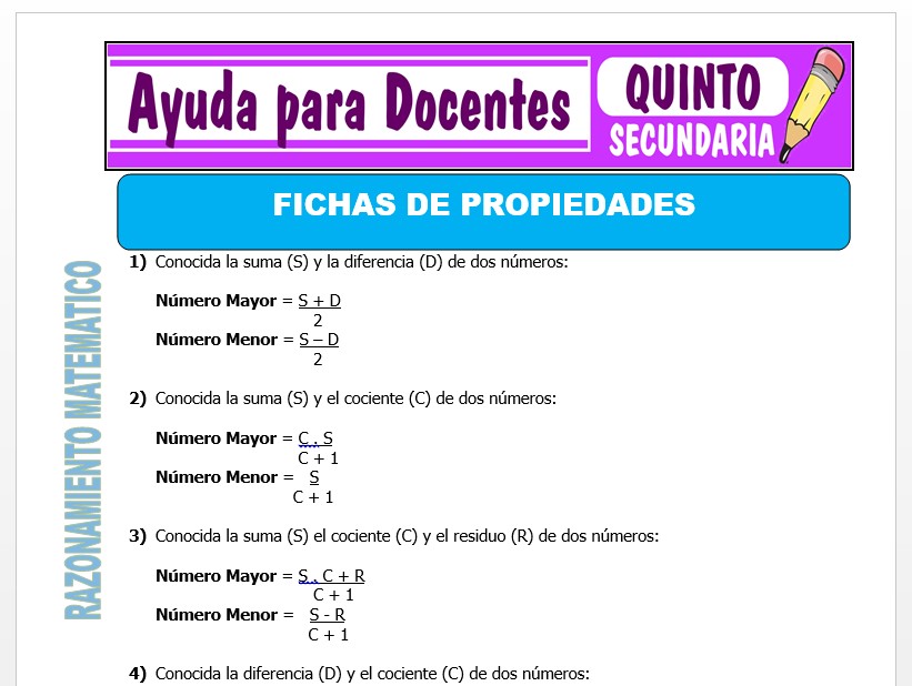 Modelo de la Ficha de Fichas de Propiedades para Quinto de Secundaria Modelo de la Ficha de Fichas de Propiedades para Quinto de Secundaria