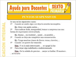 Modelo de la Ficha de Puntos Suspensivos para Sexto de Primaria