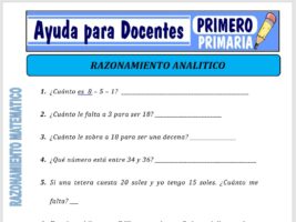 Modelo de la Ficha de Fichas de Razonamiento Analítico para Primero de Primaria