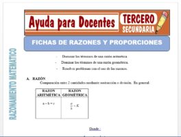 Modelo de la Ficha de Fichas de Razones y proporciones para Tercero de Secundaria
