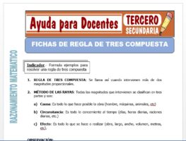 Modelo de la Ficha de Fichas de Regla de Tres Compuesta para Tercero de Secundaria