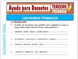 Modelo de la Ficha de Las Series Verbales para Tercero de Primaria