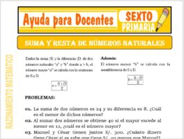 Modelo de la Ficha de Suma Y diferencia de Números Naturales para Sexto de Primaria