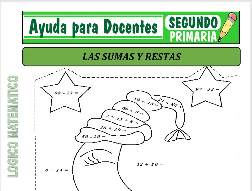 Modelo de la Ficha de Sumas y Restas para Segundo de Primaria Modelo de la Ficha de Sumas y Restas para Segundo de Primaria