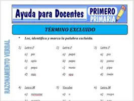Modelo de la Ficha de Fichas de Termino Excluido para Primero de Primaria