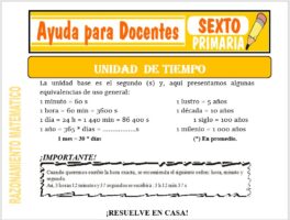 Modelo de la Ficha de Unidades de Tiempo para Sexto de Primaria