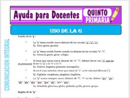Modelo de la Ficha de Uso de la “G” para Quinto de Primaria