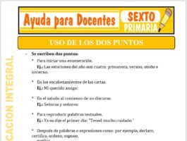 Modelo de la Ficha de Uso de los Dos Puntos para Sexto de Primaria