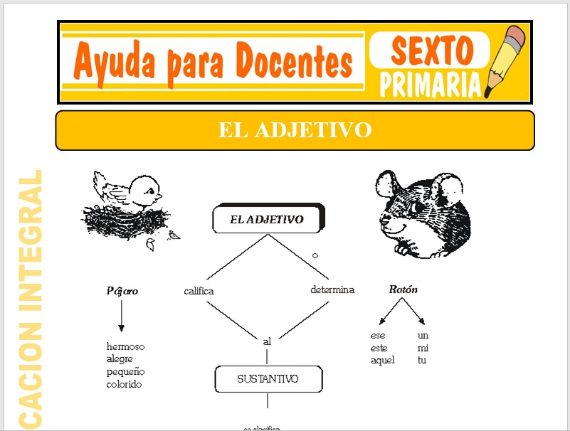 Modelo de la Ficha de El Adjetivo para Sexto de Primaria Modelo de la Ficha de El Adjetivo para Sexto de Primaria