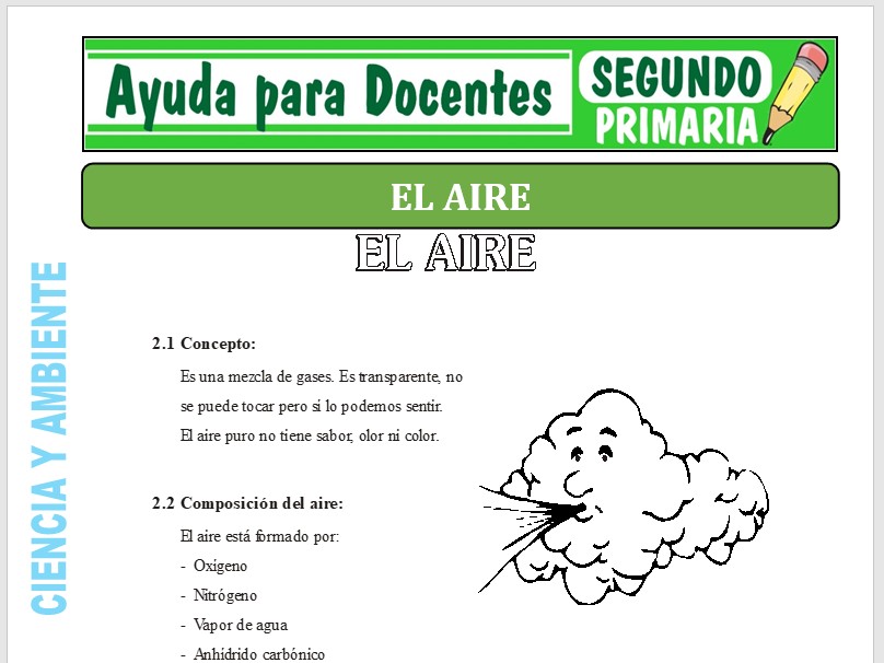 Fichas del Aire para Segundo de Primaria – Ayuda para Docentes