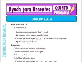Modelo de la Ficha de Uso de la “H” para Quinto de Primaria