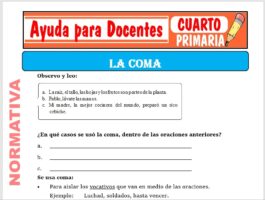 Modelo de la Ficha de La Coma para Cuarto de Primaria