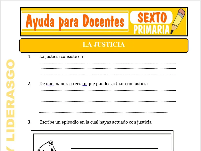 Modelo de la Ficha de La Justicia para Sexto de Primaria