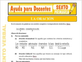Modelo de la Ficha de La Oración para Sexto de Primaria