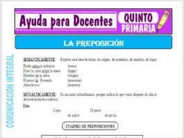 Modelo de la Ficha de La Preposición para Quinto de Primaria