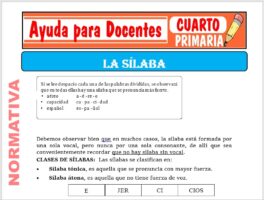 Modelo de la Ficha de La Sílaba para Cuarto de Primaria