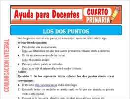 Modelo de la Ficha de Los Dos Puntos para Cuarto de Primaria