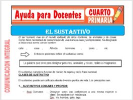 Modelo de la Ficha de Fichas del Sustantivo para Cuarto de Primaria