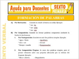 Modelo de la Ficha de Formación de Palabras para Sexto de Primaria