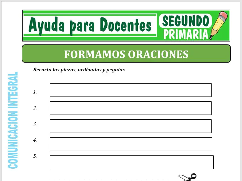 Modelo de la Ficha de Formamos Oraciones para Segundo de Primaria Modelo de la Ficha de Formamos Oraciones para Segundo de Primaria