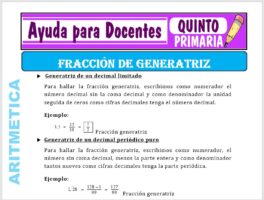 Modelo de la Ficha de Fracción Generatriz para Quinto de Primaria