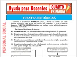 Modelo de la Ficha de Fuentes Históricas para Cuarto de Primaria