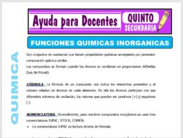 Modelo de la Ficha de Funciones químicas Inorgánicas para Quinto de Secundaria