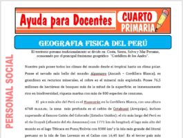 Modelo de la Ficha de Geografía Física del Perú para Cuarto de Primaria
