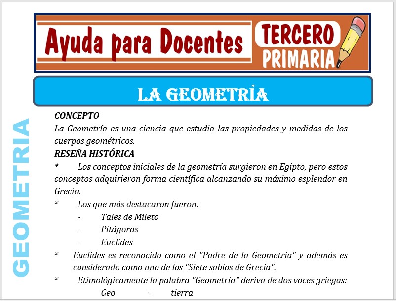Modelo de la Ficha de La Geometría para Tercero de Primaria
