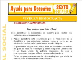 Modelo de la Ficha de Gobierno y Democracia para Sexto de Primaria