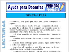 Modelo de la Ficha de Gracias Papá para Primero de Primaria