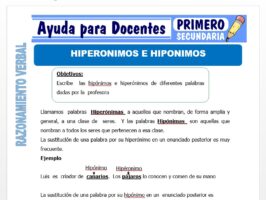 Modelo de la Ficha de Hiperónimos y Hipónimos para Primero de Secundaria