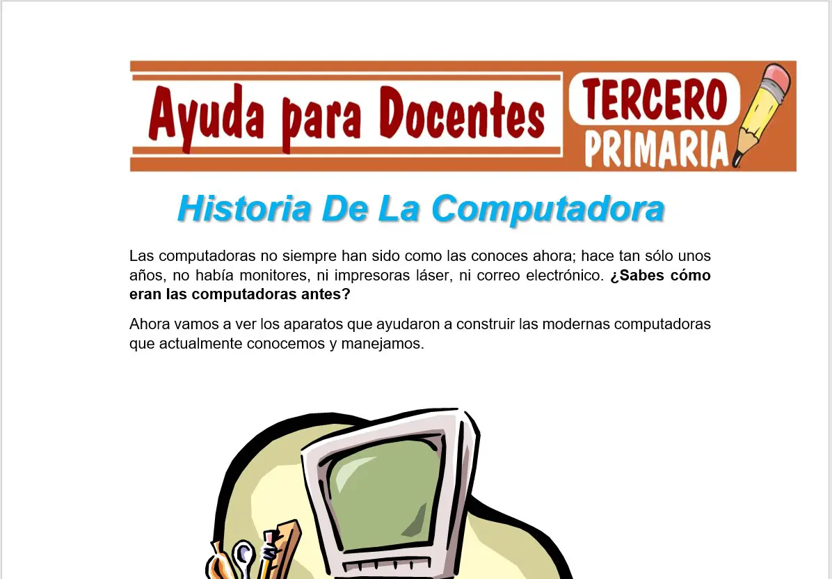 Modelo de la Ficha de Historia De La Computadora para Tercero de Primaria Modelo de la Ficha de Historia De La Computadora para Tercero de Primaria
