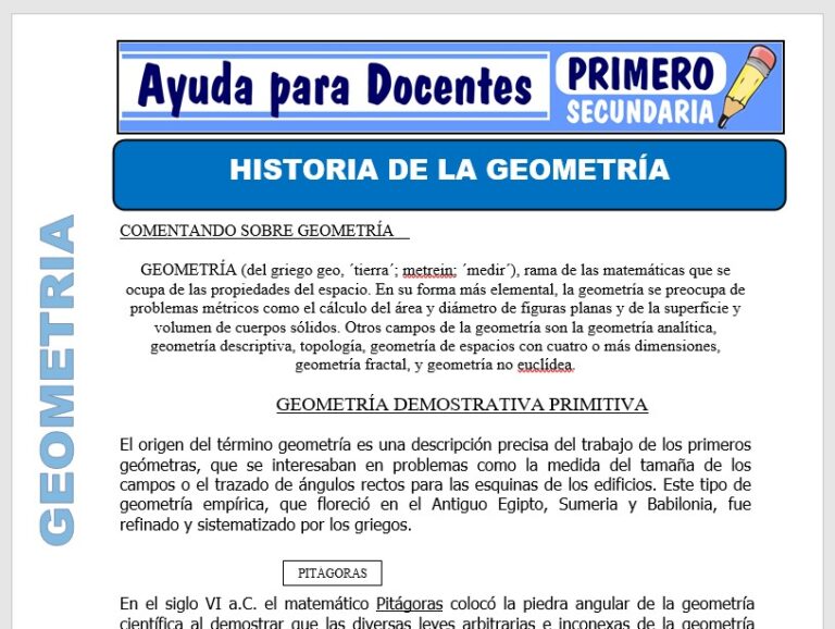 Historia de la Geometría para Primero de Secundaria – Ayuda para Docentes