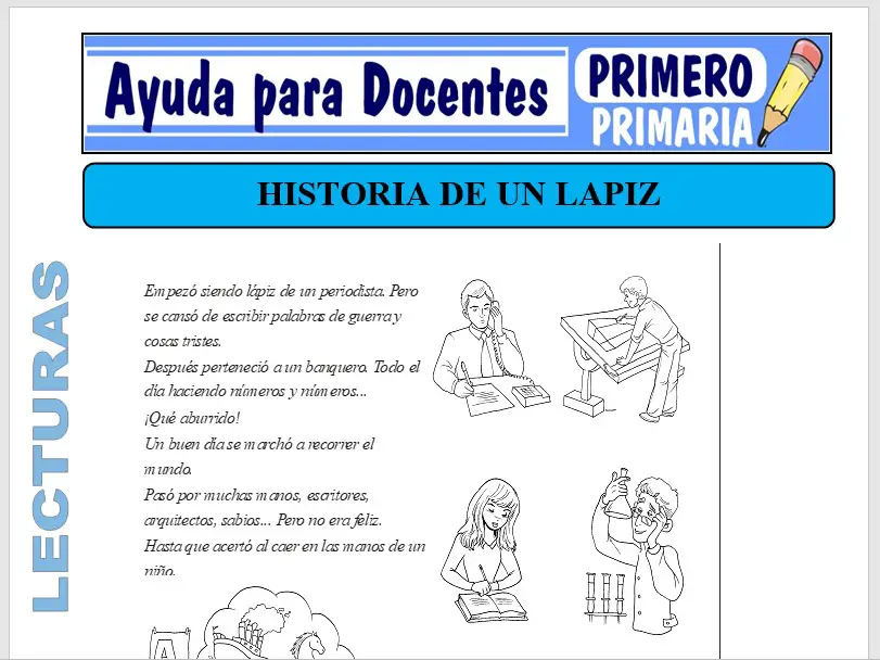 Modelo de la Ficha de Historia de un Lápiz para Primero de Primaria