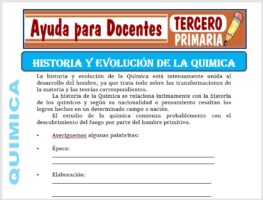 Modelo de la Ficha de Historia y evolución de la Química para Tercero de Primaria